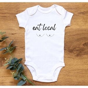 White Baby Onesie with Graphic Print